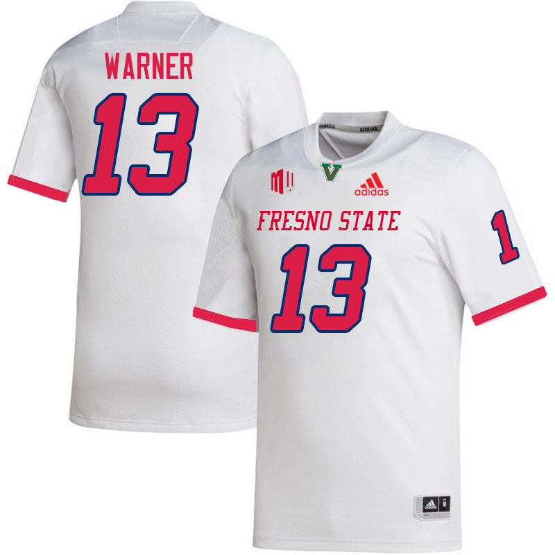 Fresno State Bulldogs #13 E.J. Warner College Football Jerseys Stitched-White Fresno State Bulldogs #13 E.J. Warner College Football Jerseys Stitched-White